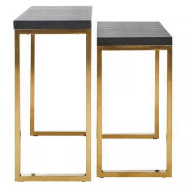 Cardoba Set Of Two Black Shagreen Effect Console Tables