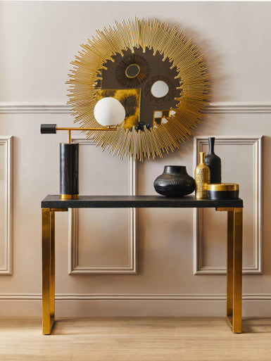 Cardoba Set Of Two Black Shagreen Top Console Tables