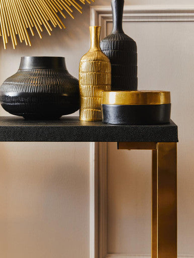 Cardoba Set Of Two Black Shagreen Effect Console Tables