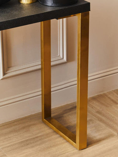 Cardoba Set Of Two Black Shagreen Top Console Tables