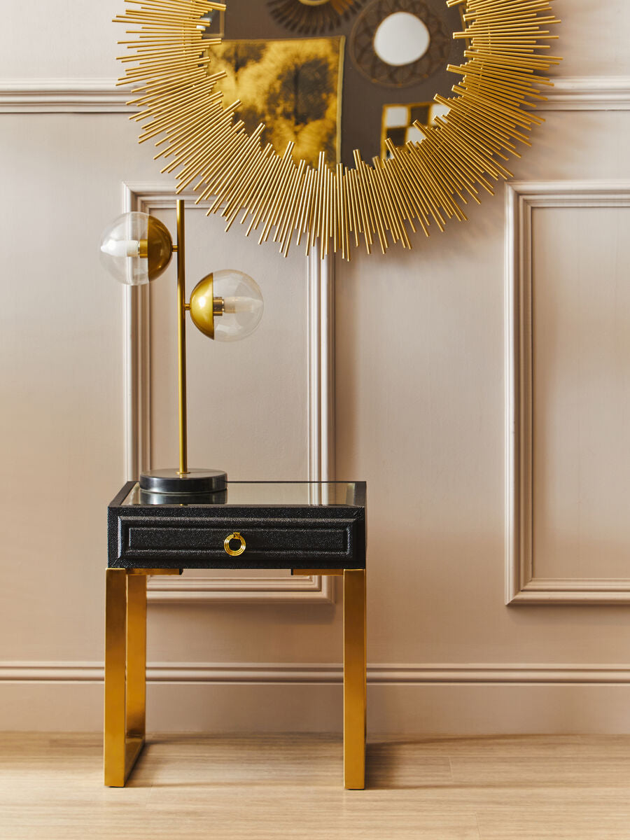 Cardoba 1 Drawer Faux Shagreen Side Table - Image 3