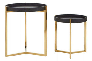 Cardoba Set Of Two Black Shagreen Tray Tables