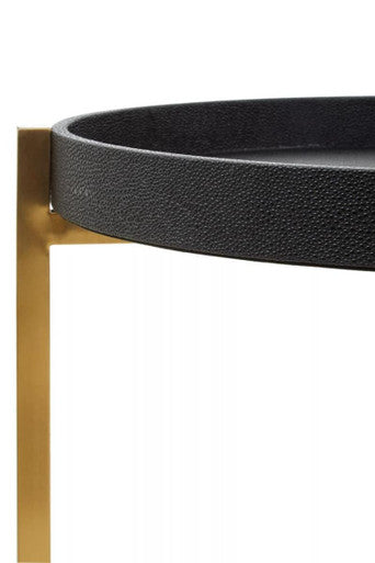 Cardoba Set Of Two Black Faux Shagreen Tray Tables