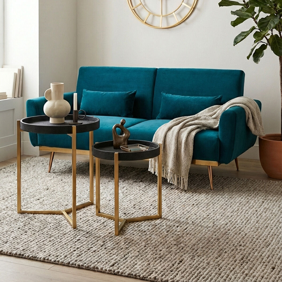 Cardoba Set Of Two Black Faux Shagreen Tray Tables - Image 3