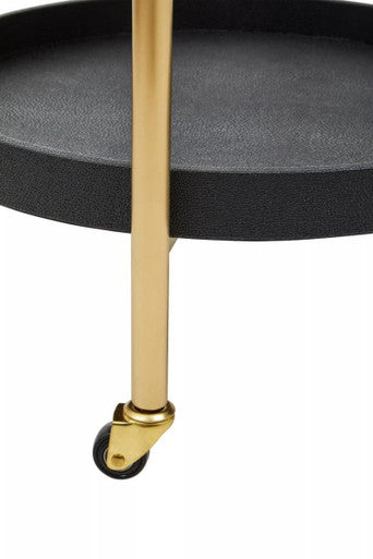 Cardoba Two Tier Black Faux Shagreen Tray Table Trolley - Image 6