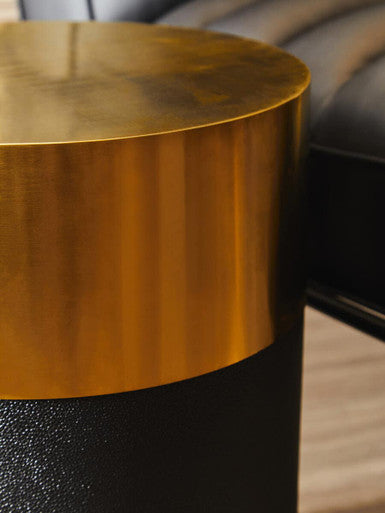Cardoba Round Black Shagreen Effect Side Table and Stool