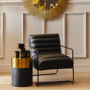 Cardoba Round Black Shagreen Effect Side Table or Stool