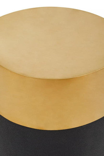 Cardoba Round Black Shagreen Effect Side Table and Stool