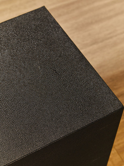 Cardoba Square Black Shagreen Effect Side Table and Stool