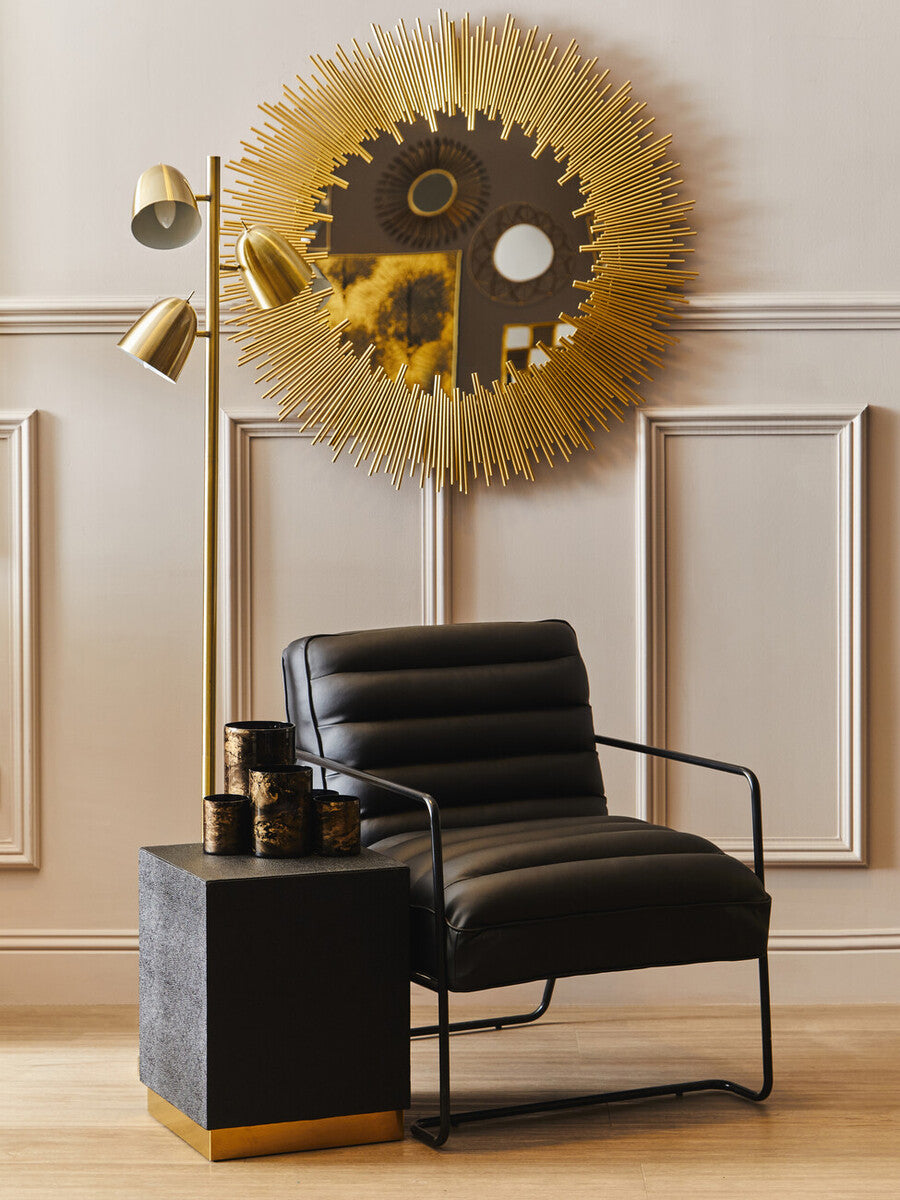 Cardoba Square Black Shagreen Effect Side Table and Stool