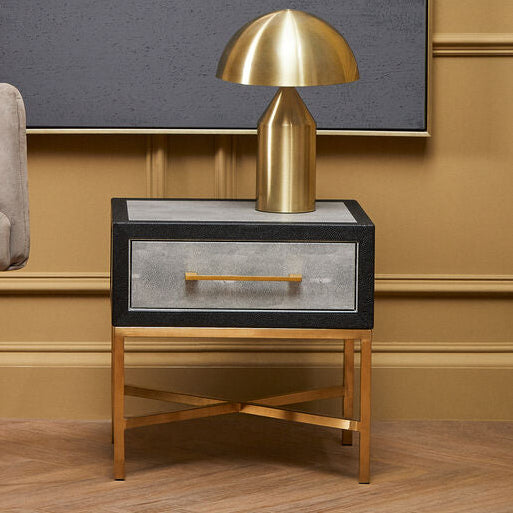 Cadiz 1 Drawer Shagreen Side Table - Image 1