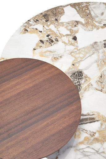 Imperia 3 Tier Round Ceramic Marble Effect Coffee Table