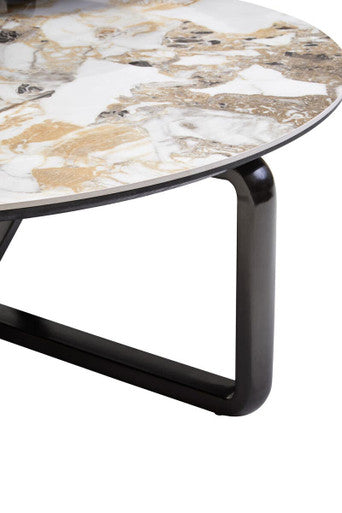 Imperia 3 Tier Round Ceramic Marble Effect Coffee Table