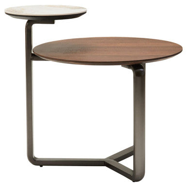 Imperia 2 Tier Round Veneer and Ceramic Coffee Table