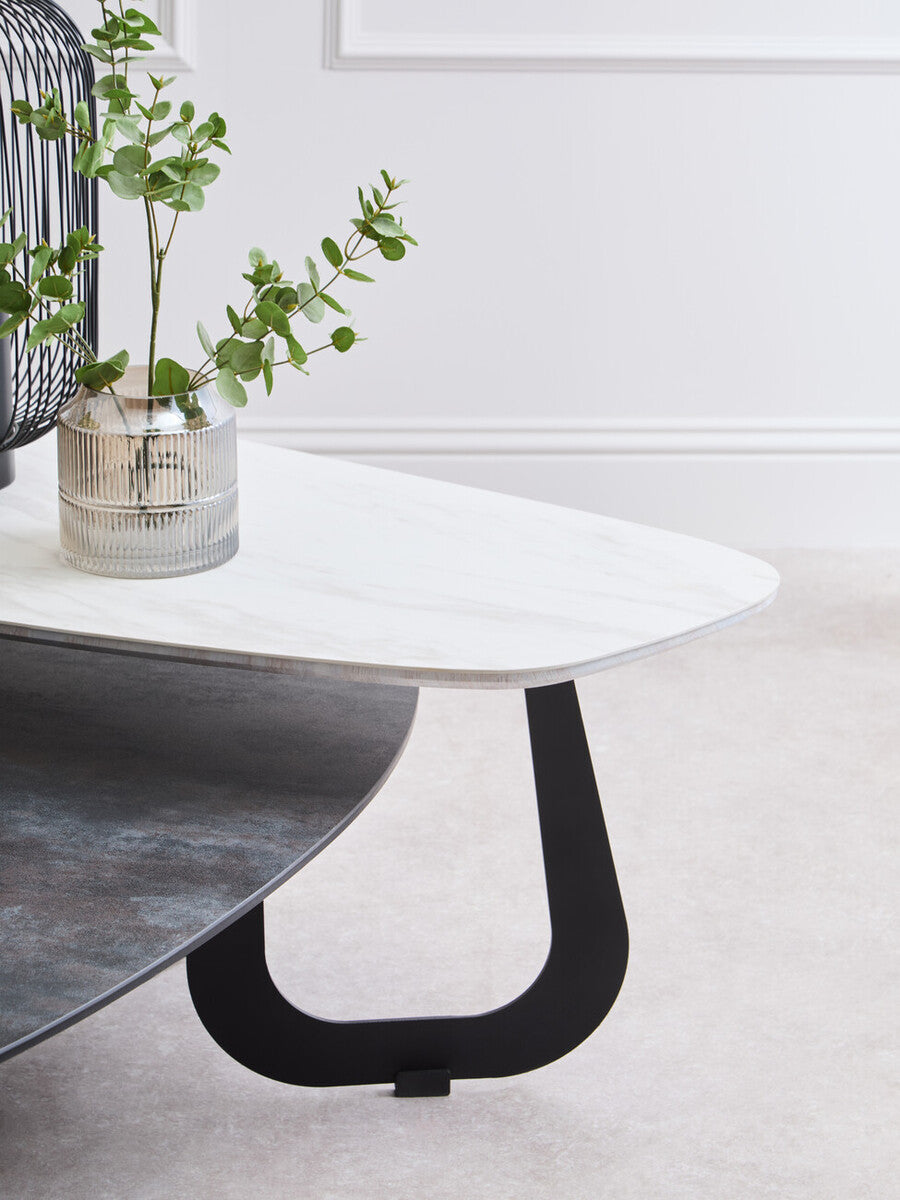 Imperia 2 Tier Large Asymmetrical Ceramic Coffee Table