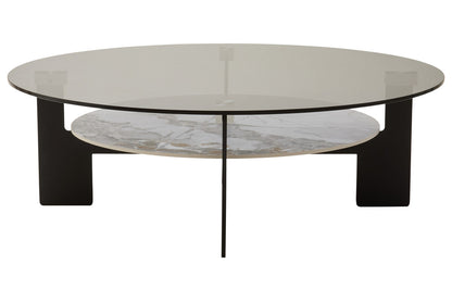 Imperia Round Grey Glass And Ceramic Large Coffee Table