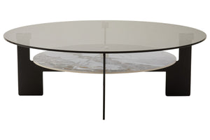 Imperia Round Grey Glass And Ceramic Large Coffee Table
