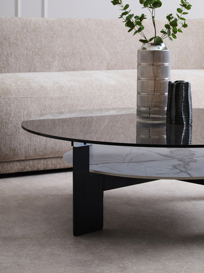 Imperia Round Grey Glass And Ceramic Large Coffee Table
