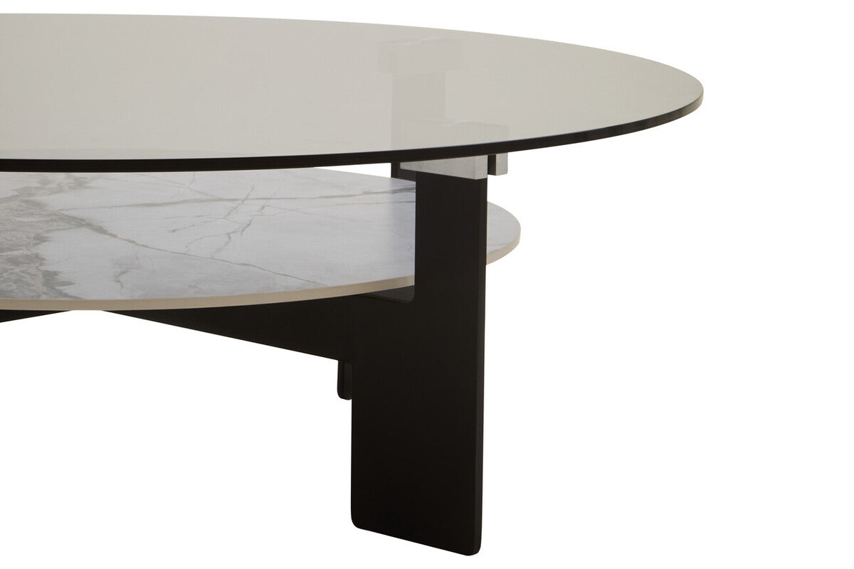 Imperia Round Grey Glass And Ceramic Large Coffee Table