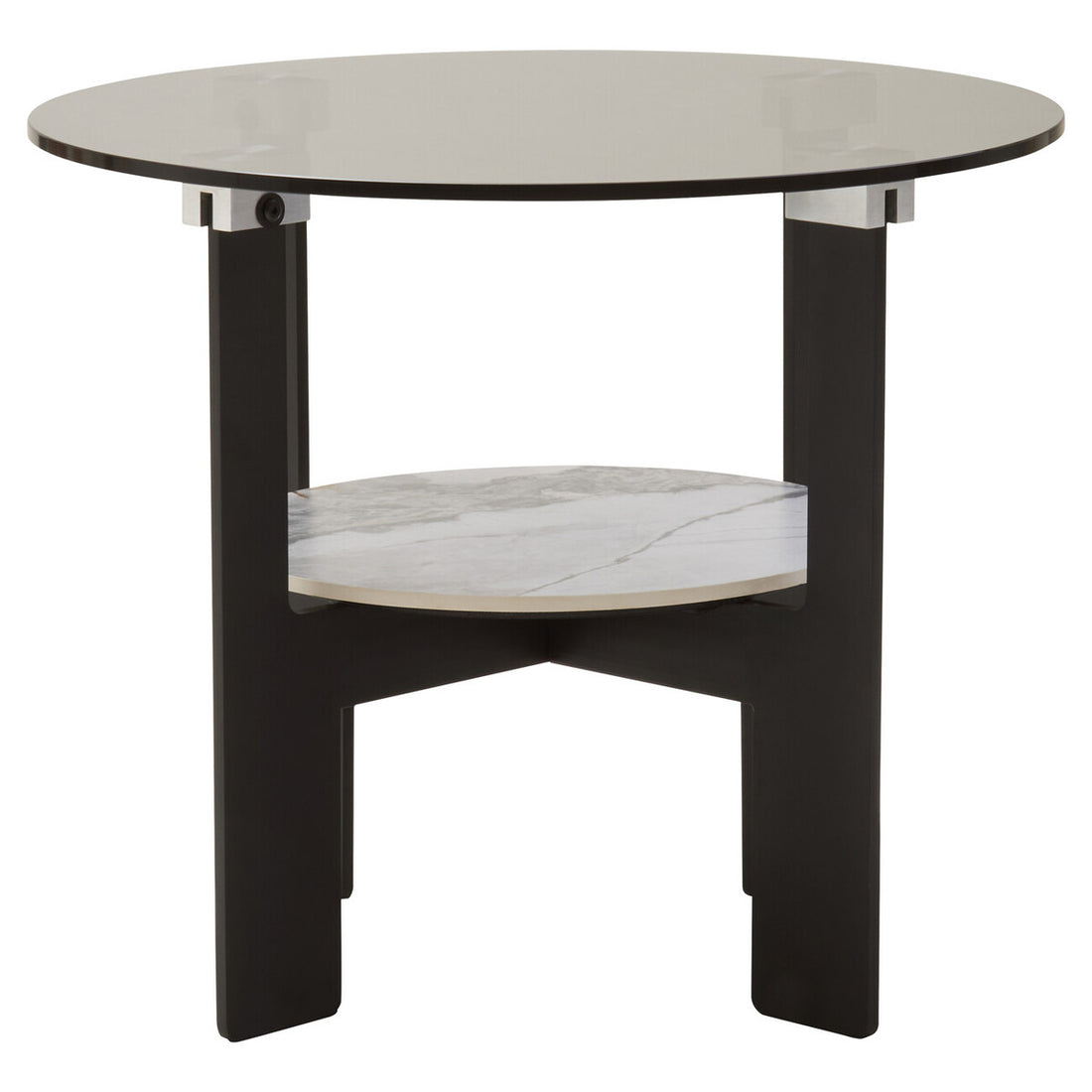 Imperia Round Grey Glass and Ceramic Small Coffee Table