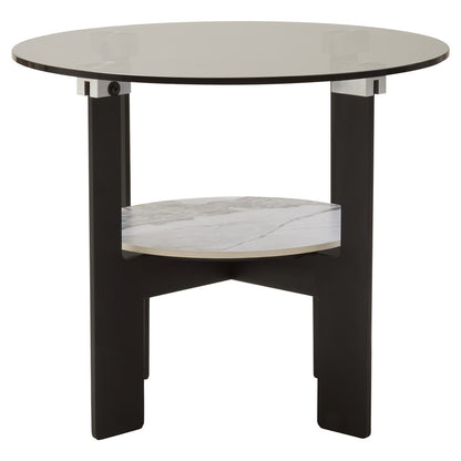 Imperia Round Grey Glass And Ceramic Small Coffee Table