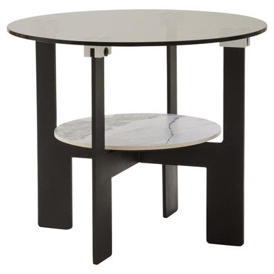 Imperia Round Grey Glass And Ceramic Small Coffee Table