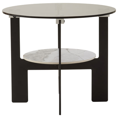 Imperia Round Grey Glass And Ceramic Small Coffee Table