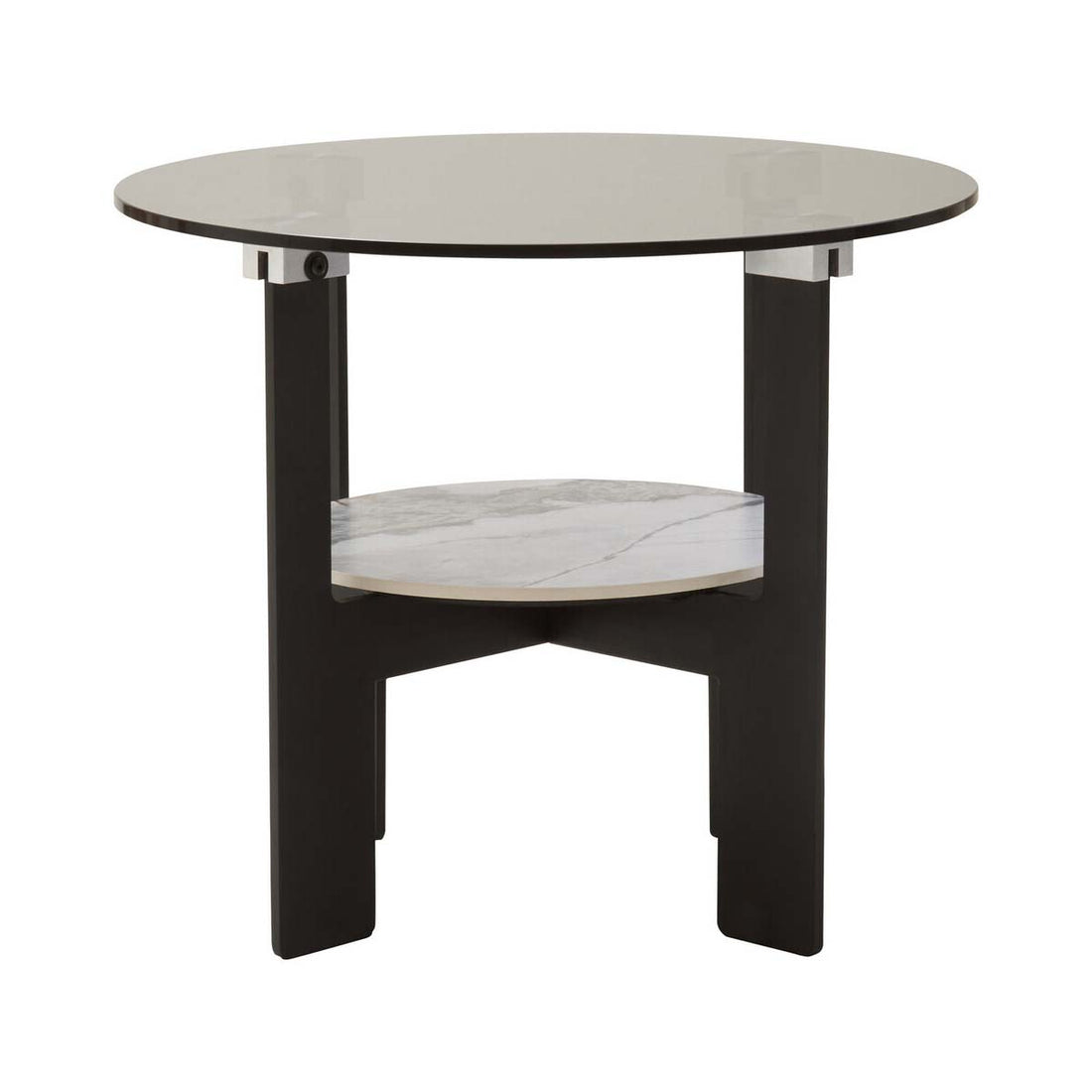 Imperia Round Grey Glass And Ceramic Small Coffee Table