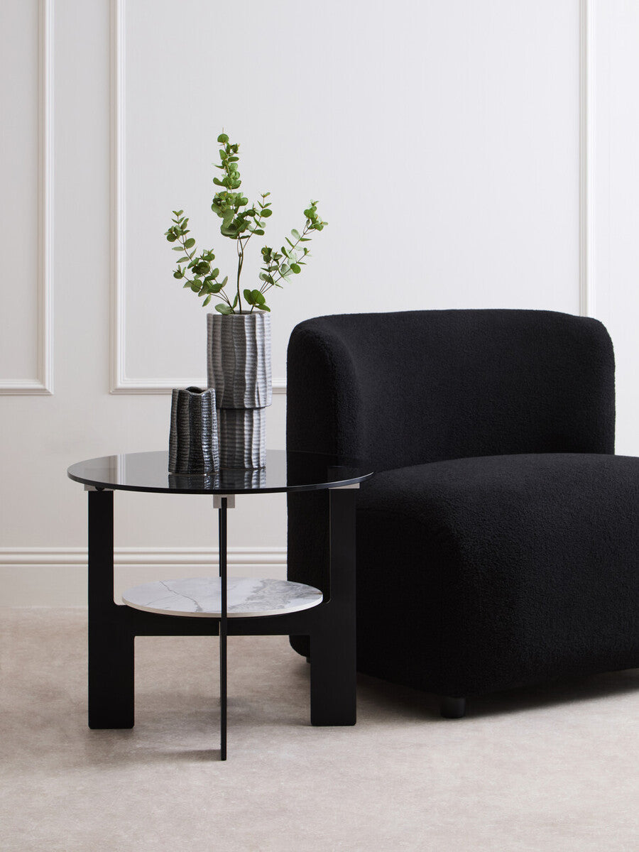 Imperia Round Grey Glass And Ceramic Small Coffee Table