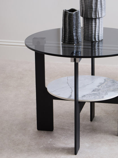 Imperia Round Grey Glass And Ceramic Small Coffee Table