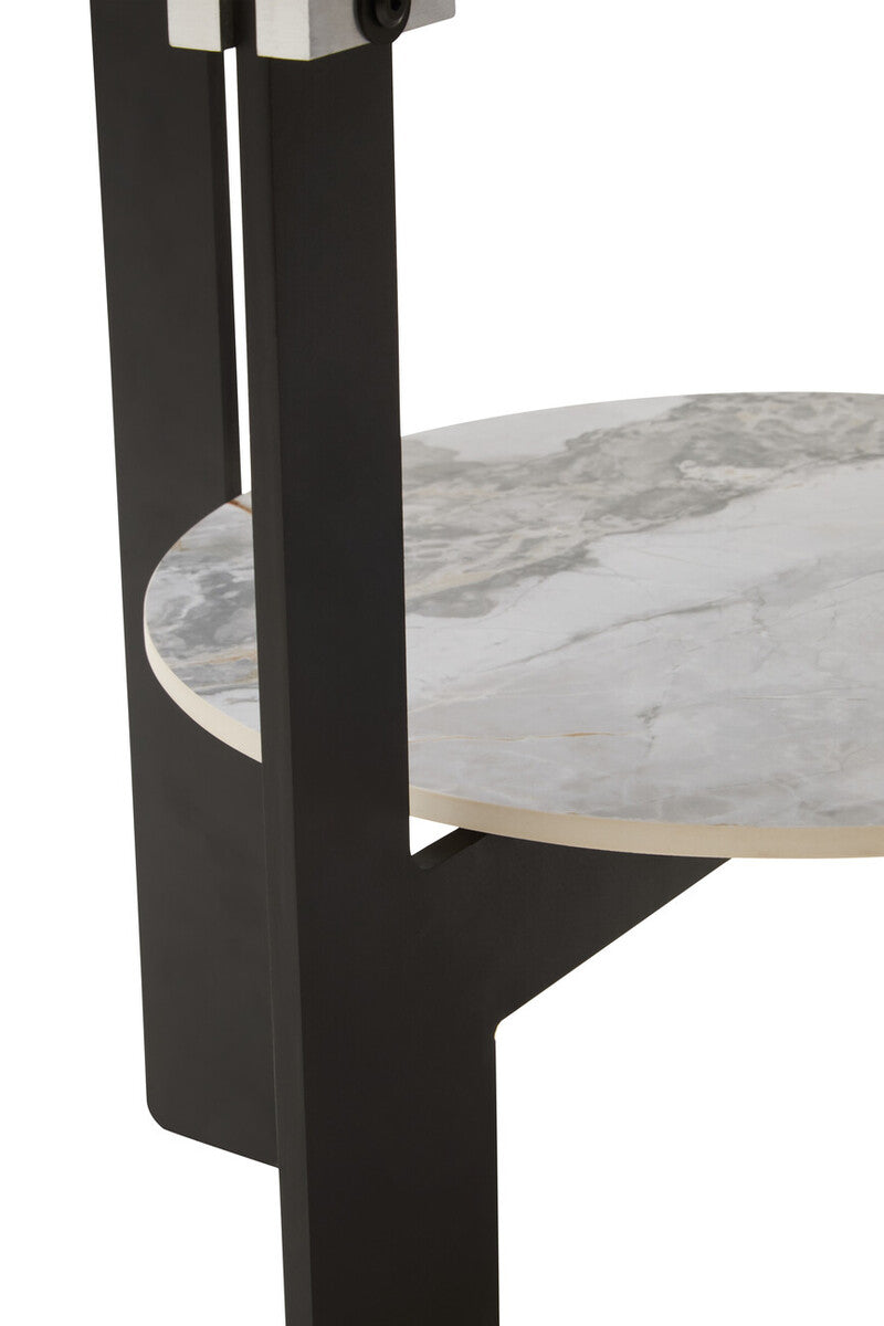 Imperia Round Grey Glass and Ceramic Small Coffee Table