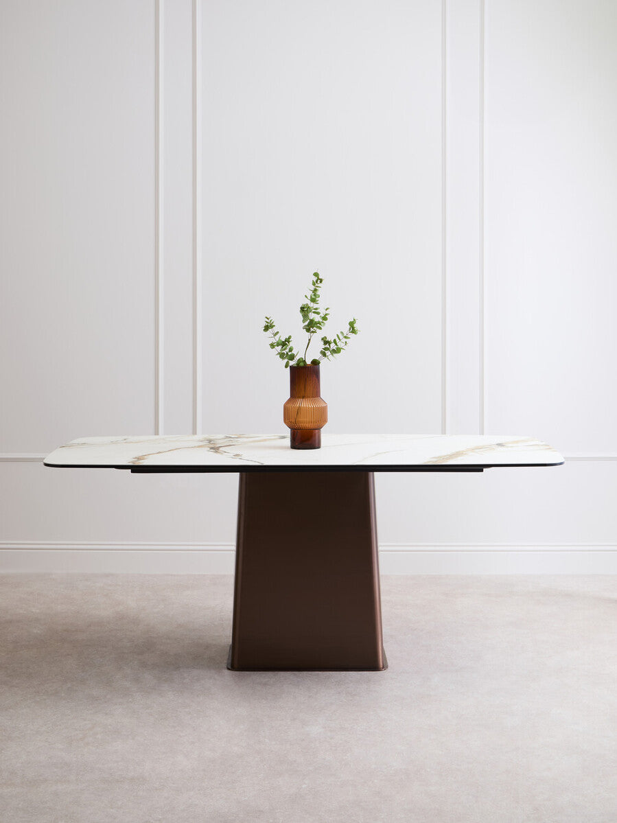 Imperia White Ceramic Marble Effect Rectangular Dining Table