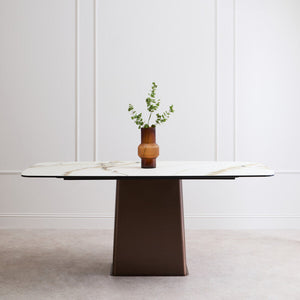 Imperia White Ceramic Marble Effect Rectangular Dining Table