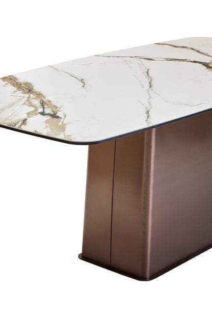 Imperia White Ceramic Marble Effect Rectangular Dining Table