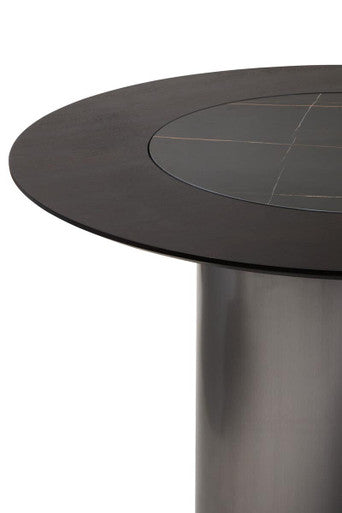 Imperia Round Veneer Dining Table with Ceramic Lazy Susan