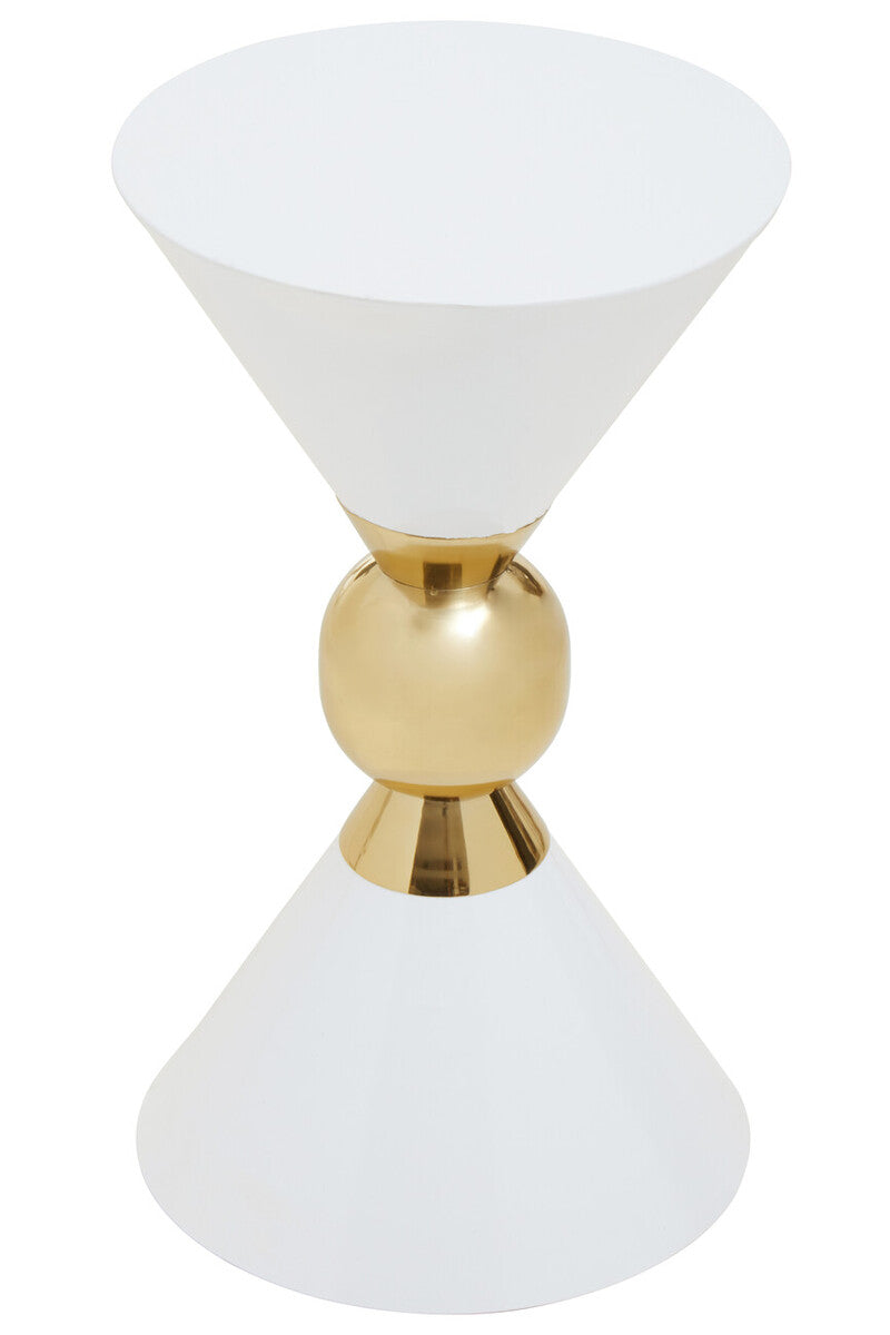 Jaipur White and Gold Finish Side Table
