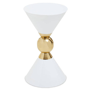 Jaipur White And Gold Finish Side Table