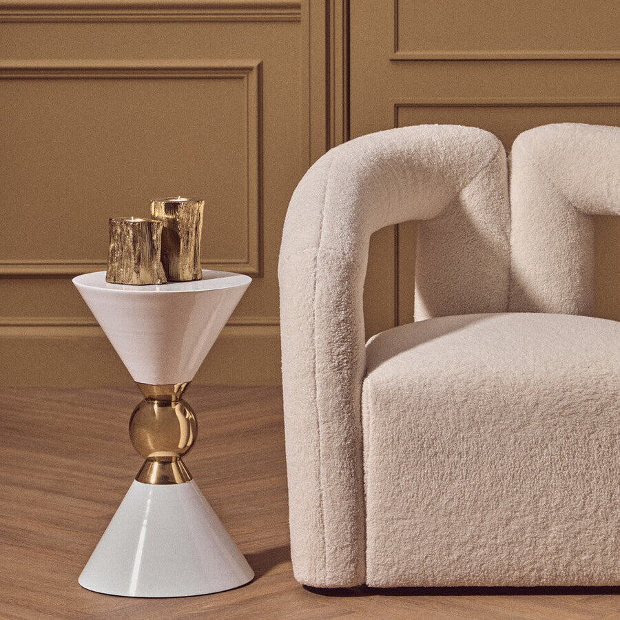 Jaipur White And Gold Finish Side Table