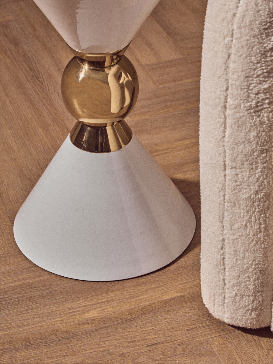 Jaipur White and Gold Finish Side Table