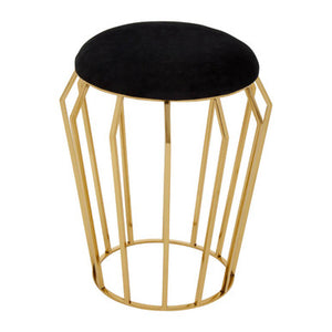 Jaipur Black Velvet And Gold Finish Stool