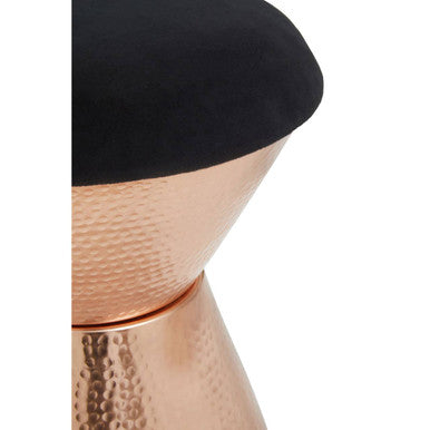 Jaipur Black Velvet And Copper Finish Stool