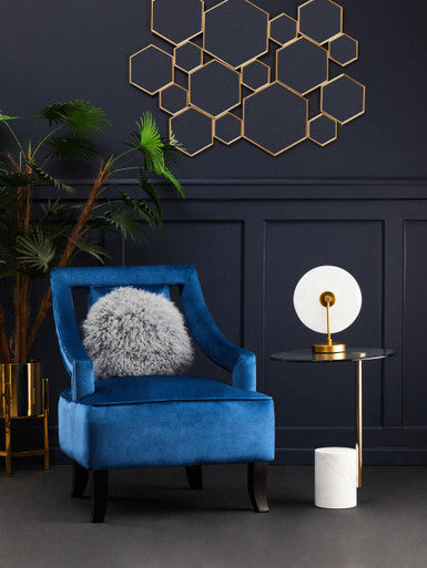 Oria Clear Glass Side Table With Gold Frame And White Marble Base