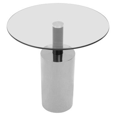 Oria Clear Glass Top and Silver Base Side Table