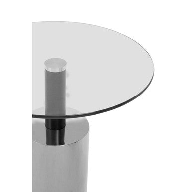 Oria Clear Glass Top and Silver Base Side Table
