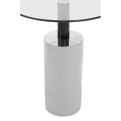 Oria Clear Glass Top and Silver Base Side Table