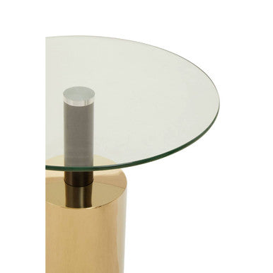 Oria Clear Glass Top and Gold Base Side Table