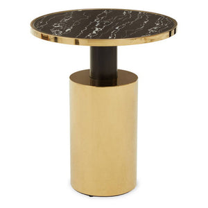 Oria Black Marble Effect Top and Gold Base Side Table