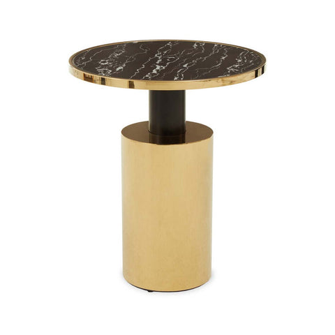 Oria Black Marble Effect Top and Gold Base Side Table