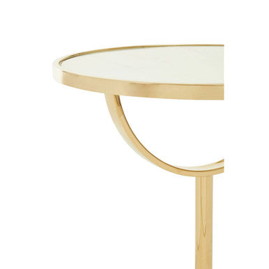 Oria White Glass and Marble Base Side Table