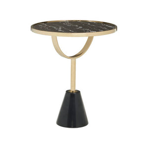 Oria Black Glass and Marble Base Side Table